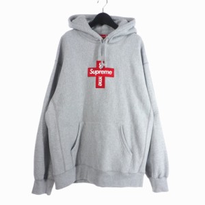 【中古】シュプリーム SUPREME Cross Box Logo Hooded Sweatshirt Grey クロスボックス ロゴ フーディー パーカー XL