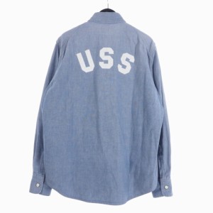 【中古】アーサスベイプ URSUS BAPE シャンブレー デニム シャツ 長袖 バックロゴ USS M インディゴ メンズ