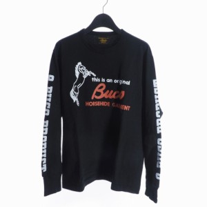 【中古】ブコ BUCO カットソー ロンT Tシャツ 長袖 プリント M 黒 ブラック メンズ