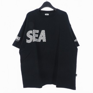 【中古】ウィンダンシー WIND AND SEA バンズ VANS 22SS Tシャツ カットソー 半袖 チェッカー柄  L ブラック