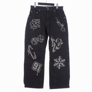 【中古】エクストララージ X-LARGE 24SS GRAFFITI DENIM PANTS グラフィティ デニム パンツ 32 ブラック