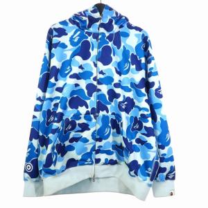 BAPE 1stカモ 青迷彩 ダブルジップ スウェットパーカー Mサイズ