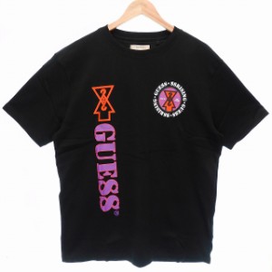 【中古】未使用品 ゲス GUESS 19 GUESSx88RISING GUE88RISING Tシャツ 半袖 クルーネック ロゴ プリント S 黒 メンズ