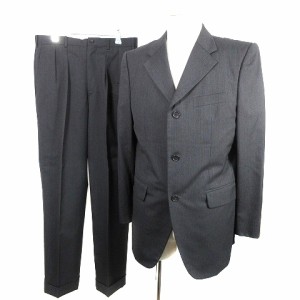 【中古】タケオキクチ スーツ セットアップ 上下 ジャケット パンツ ウール ストライプ 3 黒 グレー メンズ