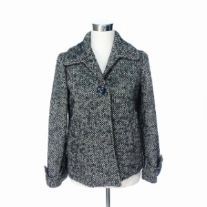 【中古】レディラックルカ LADY LUCK LUCA ショートコート ジャケット ウール 黒 ベージュ レディース