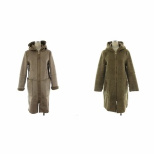 【中古】ザラ ベーシック OUTER WEAR リバーシブルエコボアフェイクムートンコート ロング フード S 茶 レディース