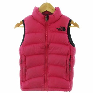 【中古】ザノースフェイス ACONCAGUA VEST Kid’s ダウンベスト ジップアップ ロゴ 110 ピンク NDJ18052 キッズ