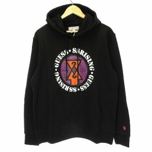 【中古】未使用品 ゲス 19AW GUESSx88RISING パーカー ジャケット 長袖 プルオーバー オーバーサイズ S 黒 メンズ