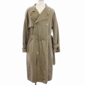 【中古】オーラリー 20AW WASHED FINX CUPRO TWILL LONG COAT ダブル トレンチコート アウター ロング 3 S ベージュ