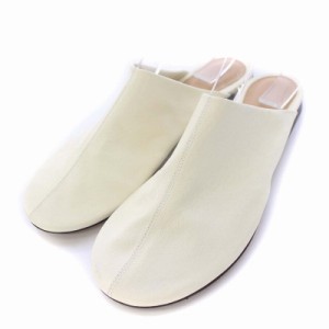 【中古】未使用品 ボッテガヴェネタ Dot Sock Leather Slippers フラットサンダル サボ スリッパ レザー 37.5 白