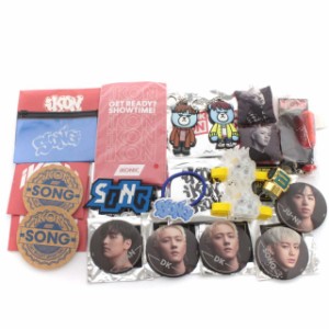 【中古】iKON BIGBANG グッズ 19点セット まとめ売り コースター 缶バッジ キーホルダー 髪ゴム 小物入れ 記念品