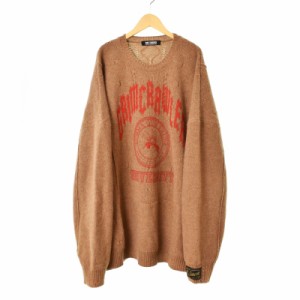 【中古】ラフシモンズ RAF SIMONS 22SS Loose fit reversed braid sweater print front ニット セーター 長袖 ウール