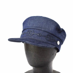 【中古】エルメス HERMES Cabourg Cliquetis cap キャスケット キャップ 帽子 デニム 57 インディゴ 紺 ネイビー