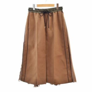 【中古】サカイ sacai 22AW Technical Jersey Skirt テクニカルジャージースカート ロング プリーツ 2 茶 22-06185