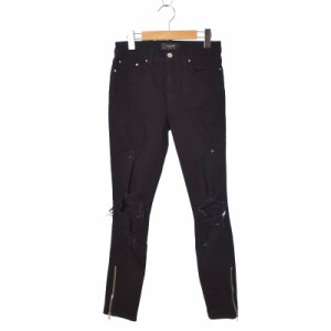 【中古】アミリ AMIRI デニムパンツ ジーンズ ダメージ加工 ストレッチ バイカー スキニー 裾ジップ 26 黒 ブラック