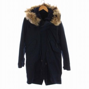 【中古】マーカ marka MODS PARKA モッズコート フード ボアライナー付き ジップアップ アウター 1 S 紺 ネイビー