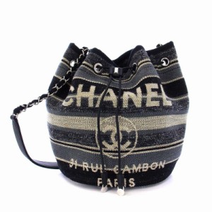 シャネル CHANEL 巾着 バイシーライン 肩掛け ショルダーバッグ キャンバス レッド