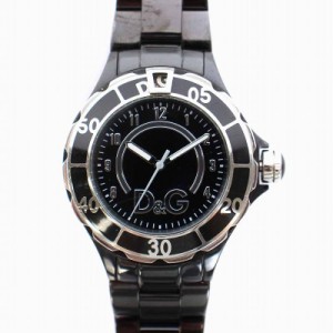 【中古】ディー&ジー ドルガバ ドルチェ&ガッバーナ D&G 腕時計 クォーツ ウォッチ アナログ 3針 黒 ブラック