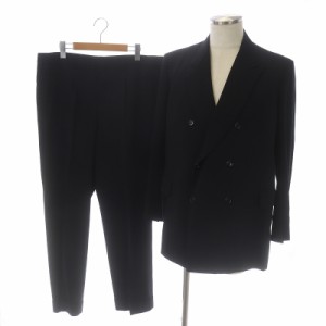 【中古】GOLDEN WEALTH スーツ フォーマル テーラードジャケット ダブル スラックス パンツ ウール 黒 ブラック /SI12