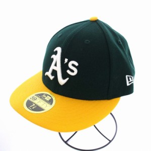 【中古】NEW ERA 59FIFTY MLBオンフィールド オークランド・アスレチックス ホームダークグリーン Aゴールド 野球帽