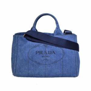 【中古】プラダ PRADA CANAPA カナパ デニム 2WAYショルダーバッグ トートバッグ インディゴ 青 ブルー 1BG642