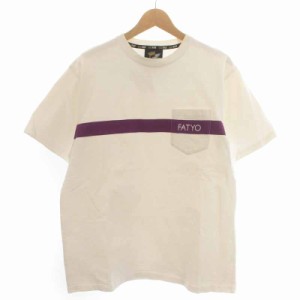 【中古】エフエーティー FAT 8GT WHITE Tシャツ カットソー ロゴ刺繍 ナイロンテープ 半袖 FAT XL 白 ホワイト 紫