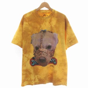 【中古】Travis Scott CACTUS JACK utopia march siren dag mask tie dye T-shirt Tシャツ カットソー プリント 黄色