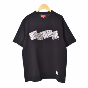 【中古】シュプリーム SUPREME 21SS Cut Logo S/S Top Black カット ロゴ 刺繍 ショートスリーブ Tシャツ カットソー