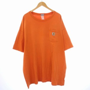 【中古】カーハート carhartt Tシャツ カットソー クルーネック 胸ポケット オーバーサイズ オレンジ /KH メンズ