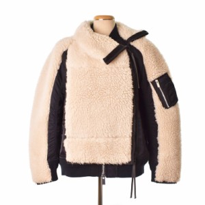 【中古】未使用品 sacai 22AW Faux Shearling Nylon Twill Blouson MA-1 ブルゾン ボンバージャケット ボア 22-06280