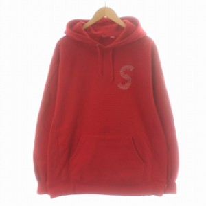 【中古】シュプリーム SUPREME S logo Hoodie Red ロゴパーカー プルオーバー 裏起毛 XL 赤