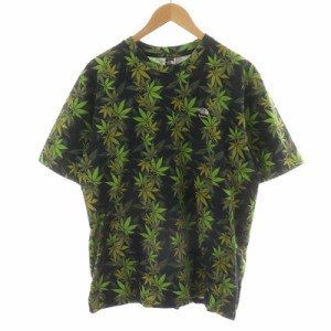 【中古】未使用品 シュプリーム SUPREME × THE NORTH FACE Leaf S/S T-shirt Tシャツ カットソー 半袖 総柄 M 黒 緑