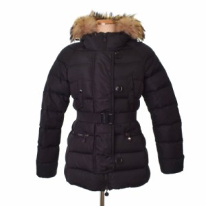 【中古】モンクレール MONCLER GENE ダウンジャケット ラクーンファー 0 黒 ブラック 220934695225 レディース