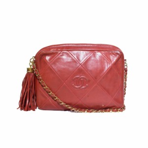 【中古】CHANEL ヴィンテージ 80's 0番台 ラムスキン フリンジ チェーンショルダー マトラッセ ショルダーバッグ