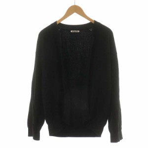 【中古】オーラリー AURALEE 18AW SUPER HARD TWIST RIB KNIT CARDIGAN カーディガン コットン 4 M 黒