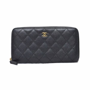 【中古】シャネル CHANEL 16番台 キャビアスキン マトラッセ ココマーク 長財布 ロングウォレット レザー 黒 ブラック