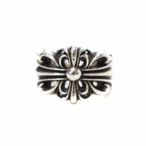 【中古】クロムハーツ CHROME HEARTS ダブルフローラルクロスリング 指輪 アクセサリー 925 17号 シルバー メンズ