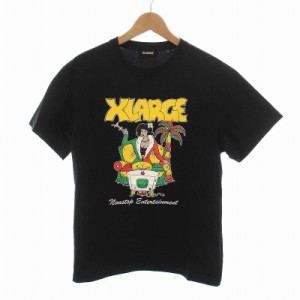 【中古】エクストララージ X-LARGE NONSTOP ENTERTAINMENT S/S TEE プリント Tシャツ カットソー 半袖 S 黒 ブラック