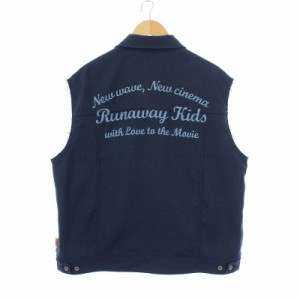 【中古】DAIRIKU BEAMS別注 22AW BM-2 Regular Polyester Vest After School スリーブカットオフベスト バックロゴ M 紺