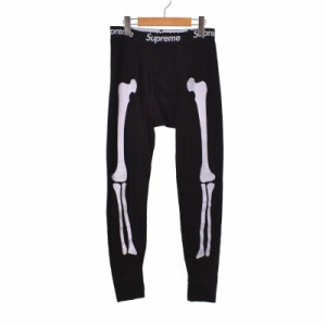 【中古】シュプリーム SUPREME ヘインズ Hanes 21AW Bones Thermal pant ボーンズ サーマル パンツ プリント M 黒