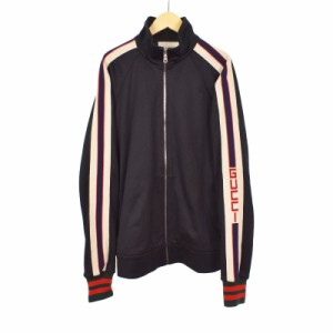 【中古】グッチ GUCCI サイドライン テクニカルジャージー トラックジャケット ブルゾン M 黒 ブラック 474634 メンズ