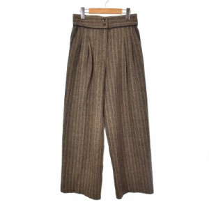 【中古】未使用品 トゥデイフル TODAYFUL Stripe Wide Trousers パンツ スラックス 38 茶 ブラウン 12020721