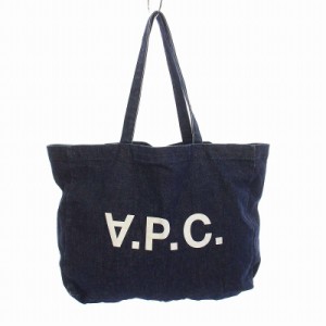 【中古】アーペーセー A.P.C. デニム ロゴ トートバッグ ハンドバッグ 紺 ネイビー /YM レディース