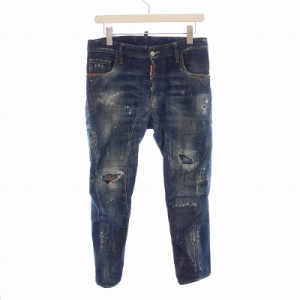 【中古】ディースクエアード DSQUARED2 TIDY BIKER JEAN デニムパンツ ジーンズ ダメージ加工 ペイント加工 42 青