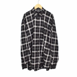 【中古】バレンシアガ BALENCIAGA Back Logo Check L/S Shirt バックロゴ ボタンダウンシャツ チェック 38 556878