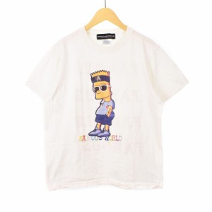 【中古】WORLD wide FAMOUS Simpsons シンプソンズ Tシャツ カットソー 半袖 M 白 ホワイト メンズ