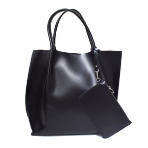 【中古】ジャンニキャリーニ GUM gianni chiarini レザー トートバッグ ポーチ付き 黒 ブラック ■OF レディース