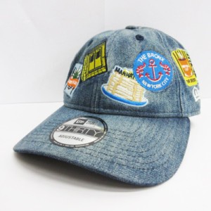 【中古】ニューエラ NEW ERA 9THIRTY NYC ステッカー ウォッシュド デニム キャップ インディゴ系 帽子 メンズ