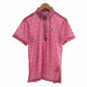 BEAMS 数多い GOLF ビームスゴルフ 長袖ポロシャツ 総柄 レッド系 L 【中古】ゴルフウェア メンズ