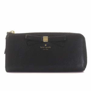 【中古】ケイトスペード KATE SPADE HENDERSON STREET nisha 長財布 レザー リボン 黒 ブラック PWRU5014